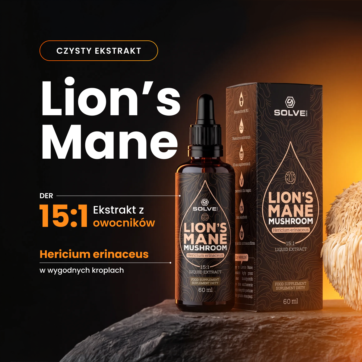 Soplówka Jeżowata (Lion's Mane) – Ekstrakt DER 15:1 | Krople (60 ml) – zdjęcie 2