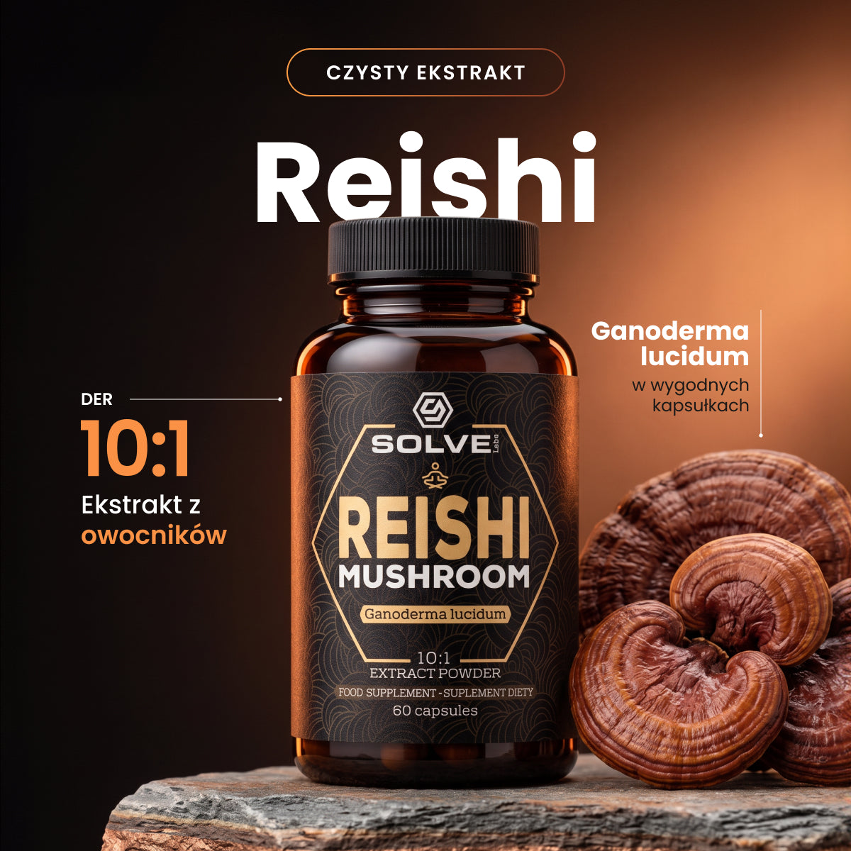 Reishi (Lakownica żółtawa) – Ekstrakt DER 10:1 | Kapsułki (60 kaps.) – zdjęcie 2