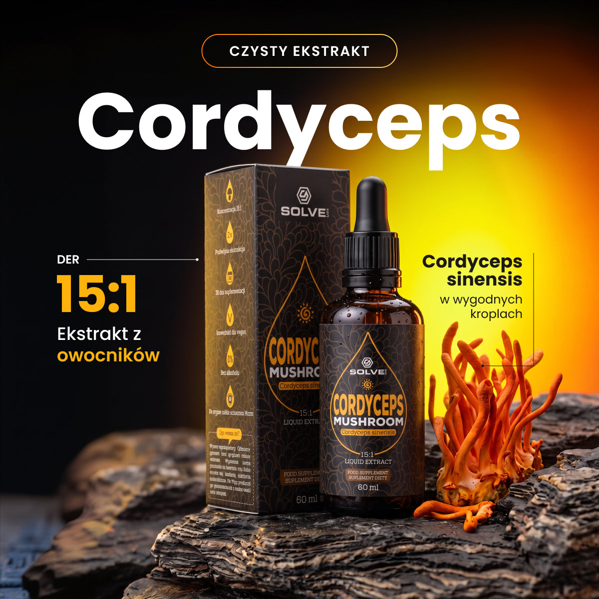 Cordyceps (Maczużnik chiński) – Ekstrakt DER 15:1 | Krople (60 ml) – zdjęcie 2