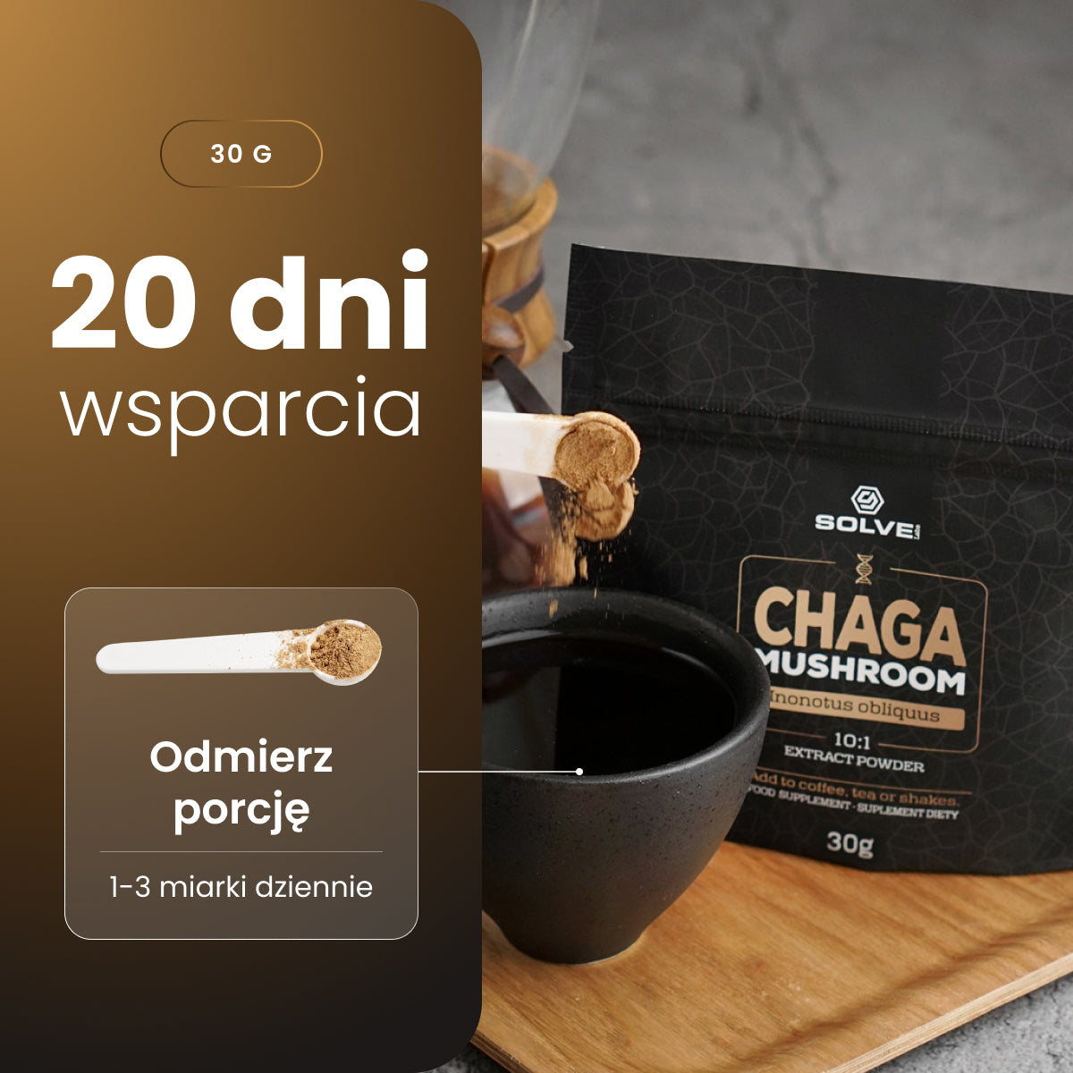 Chaga (Czaga, Błyskoporek podkorowy) – Ekstrakt DER 10:1 | Proszek – zdjęcie 6