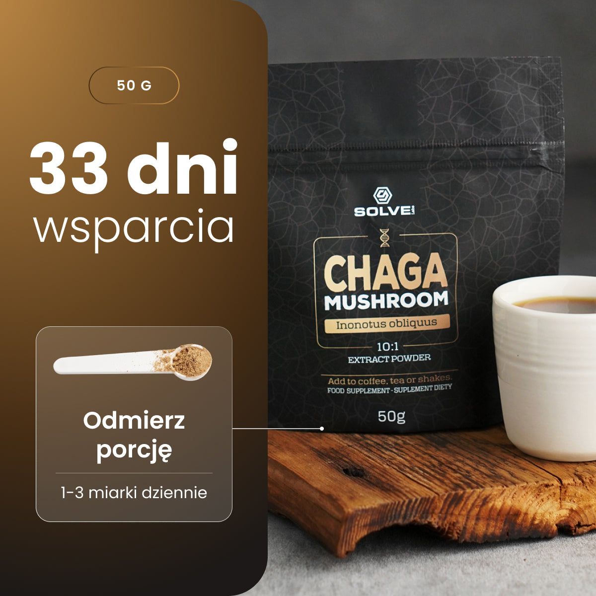 Chaga (Czaga, Błyskoporek podkorowy) – Ekstrakt DER 10:1 | Proszek – zdjęcie 7