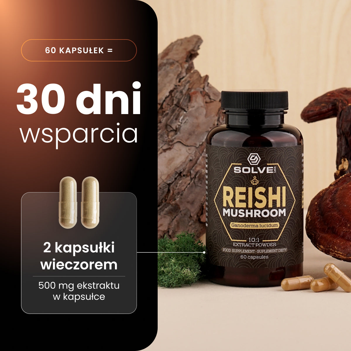 Reishi (Lakownica żółtawa) – Ekstrakt DER 10:1 | Kapsułki (60 kaps.) – zdjęcie 4