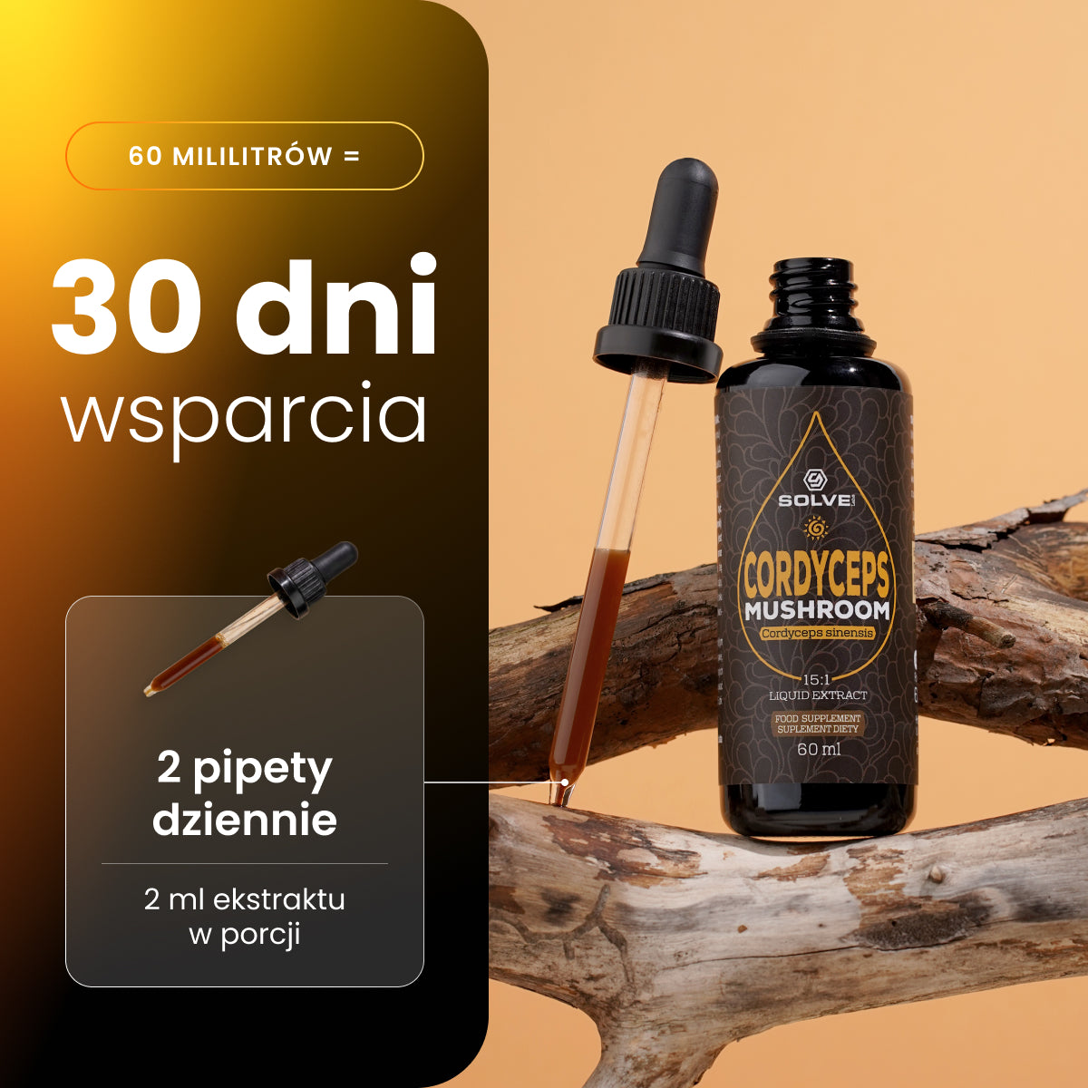 Cordyceps (Maczużnik chiński) – Ekstrakt DER 15:1 | Krople (60 ml) – zdjęcie 4