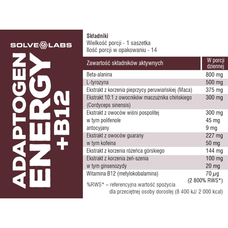 Adaptogen Energy + B12 – Napój dla sportowców w saszetkach – zdjęcie 6