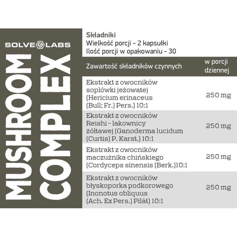 Mushroom Complex – Kompleks 4 grzybów funkcjonalnych, kapsułki – zdjęcie 4