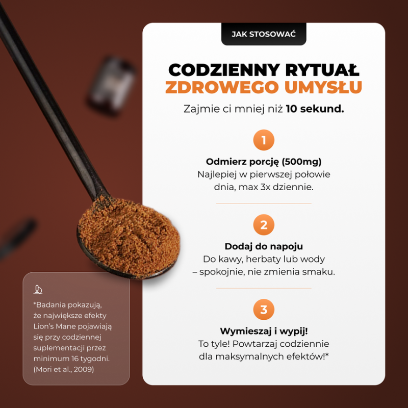 Soplówka Jeżowata (Lion's Mane) mushroom powder 10:1