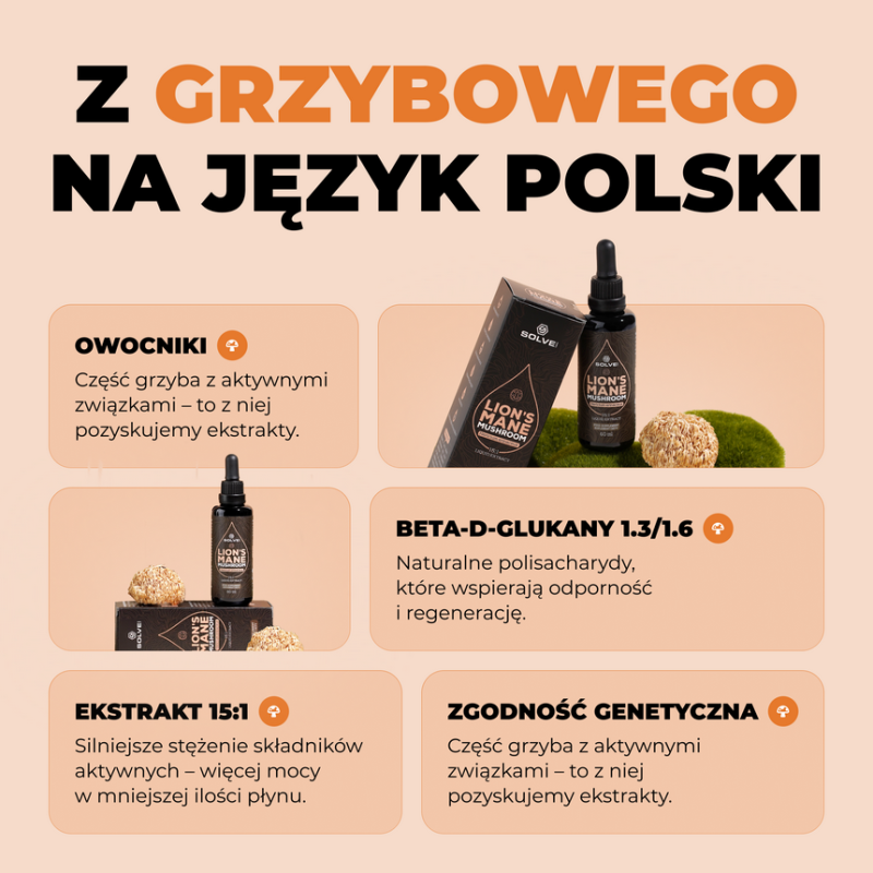 Płynny ekstrakt z soplówki jeżowatej - Lion's Mane liquid 60 ml