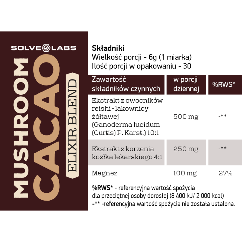 Mushroom Cacao 180g - Funkcjonalne kakao z grzybami