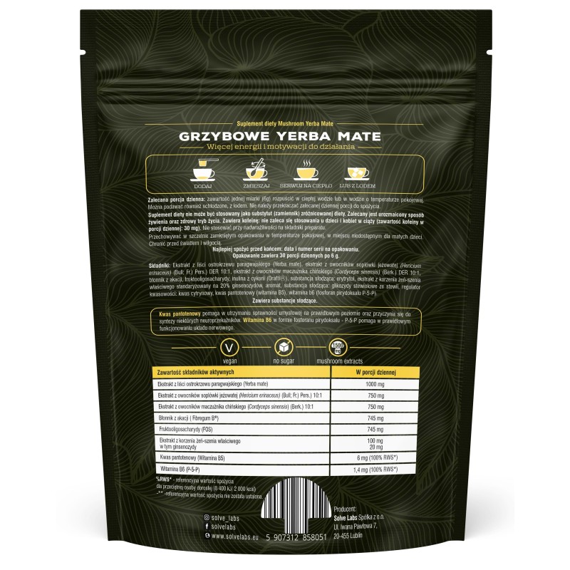Mushroom Yerba Mate z grzybami 180g - Sklep Solve Labs