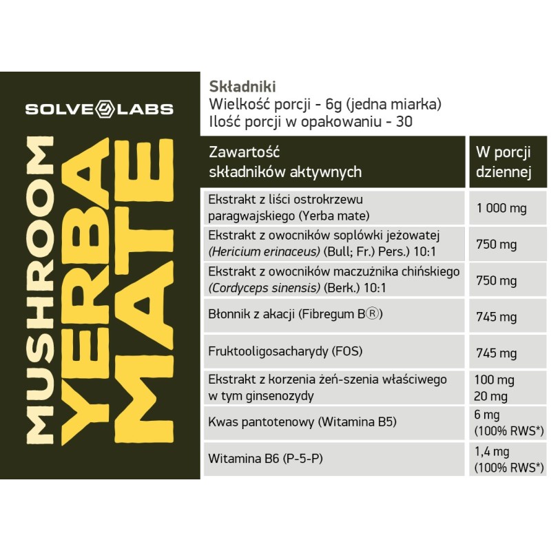Mushroom Yerba Mate z grzybami 180g - Sklep Solve Labs
