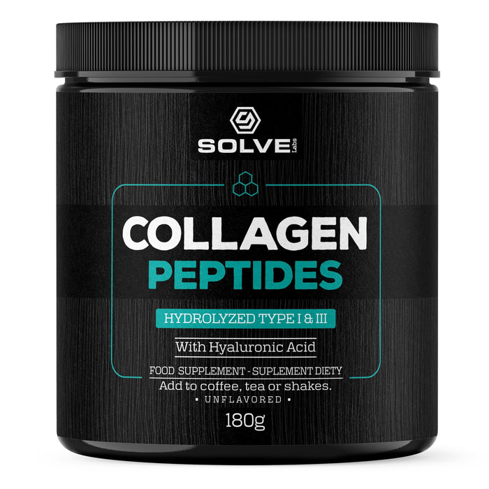 Collagen Peptides – Hydrolizowany kolagen wołowy typu I i III z kwasem hialuronowym, 180 g w proszku