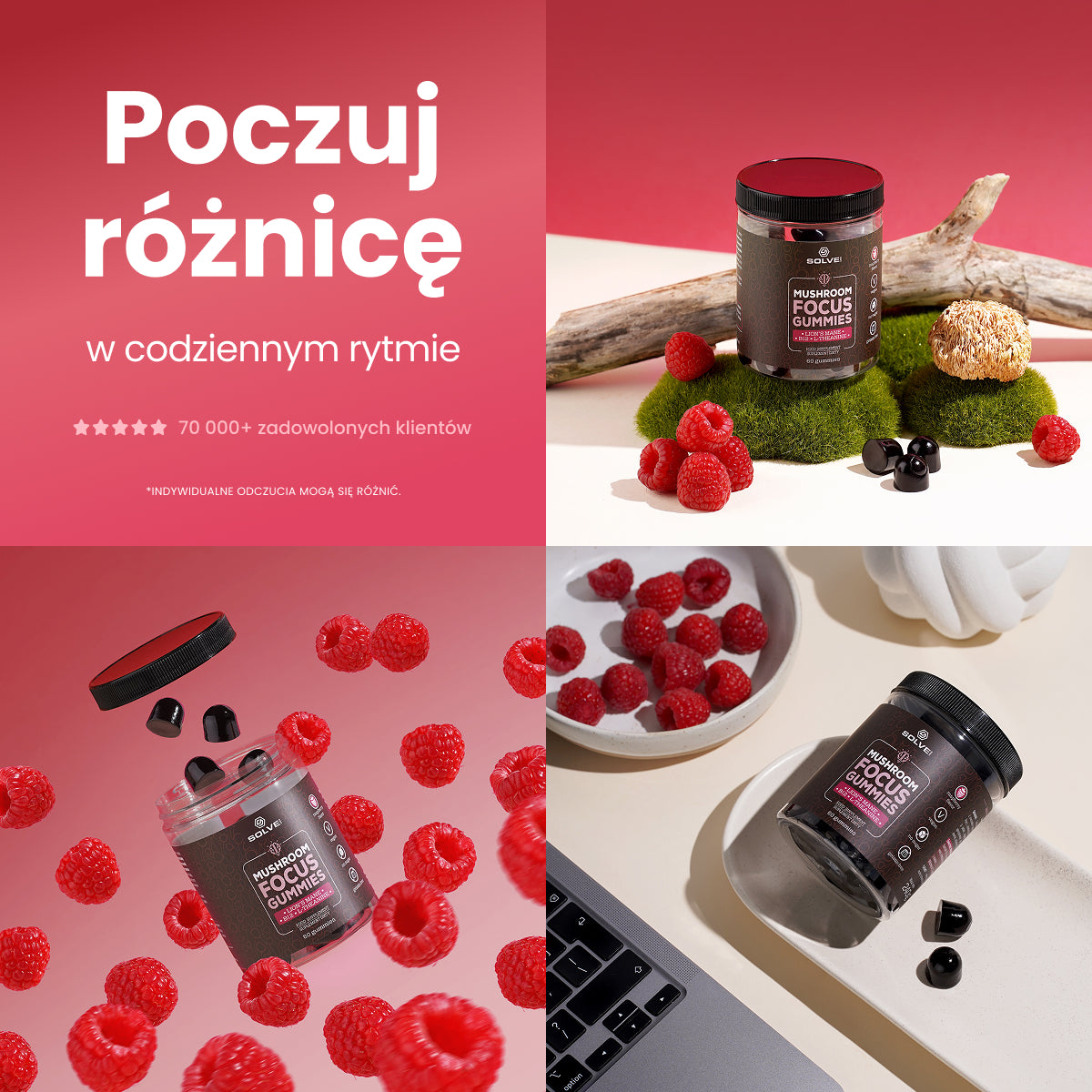 Mushroom Focus Gummies – Żelki z Lion's Mane, L-teanina i B12, 60 szt. – zdjęcie 5