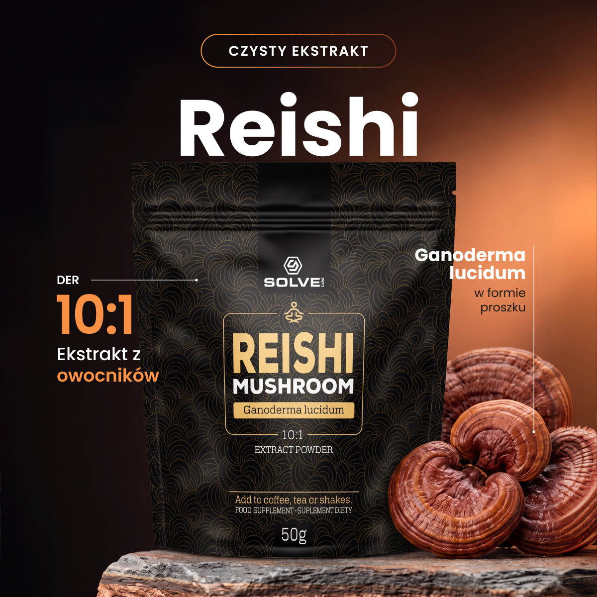 Reishi (Lakownica żółtawa) – Ekstrakt DER 10:1 | Proszek – zdjęcie 3