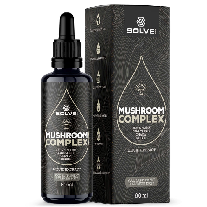 Mushroom Complex – Energia, skupienie i odporność | Kompleks 4 grzybów funkcjonalnych, krople, 60 ml