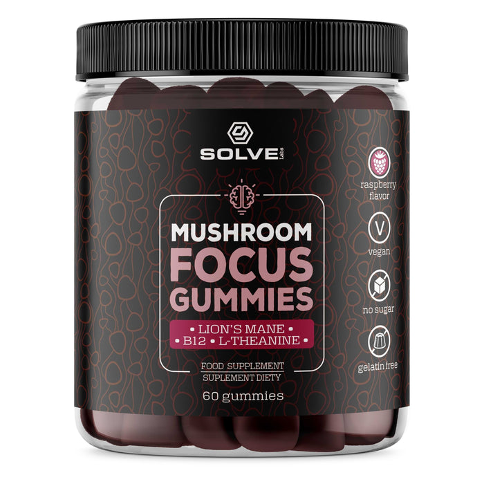 Mushroom Focus Gummies – Żelki z Lion's Mane, L-teanina i B12, 60 szt.