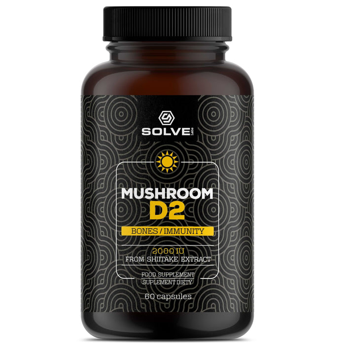 Witamina D2 2000IU – Wegańska witamina D2 z grzybów Shiitake, 60 kaps.