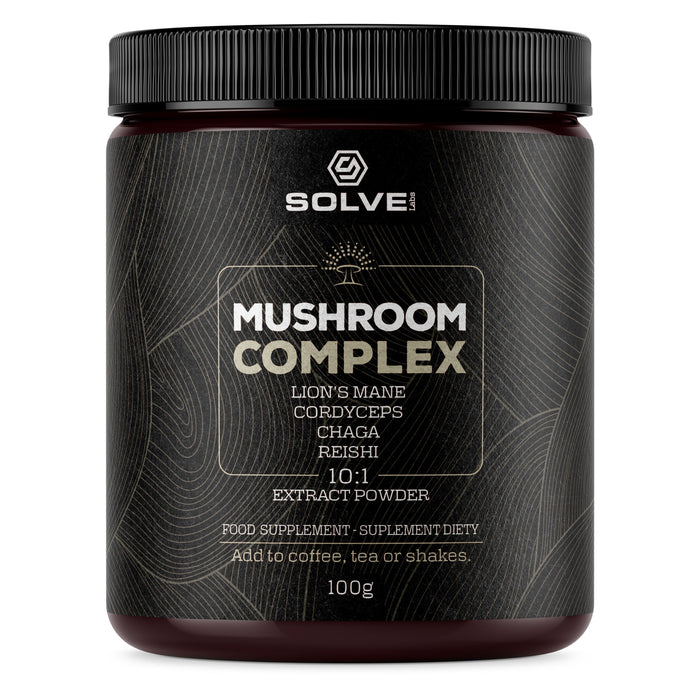 Mushroom Complex – Energia, skupienie i odporność | Kompleks 4 grzybów funkcjonalnych, proszek, 100 g