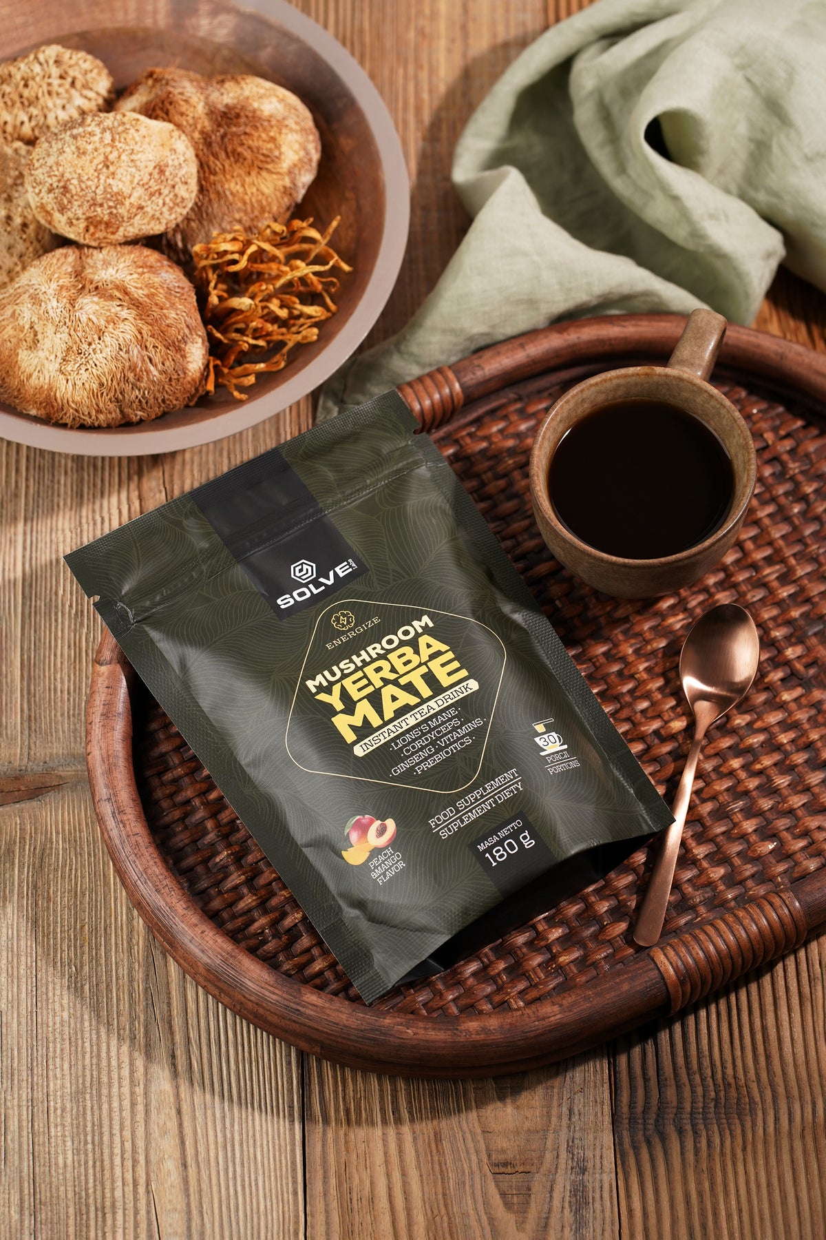 Mushroom Yerba Mate — yerba mate i grzyby — widok z góry