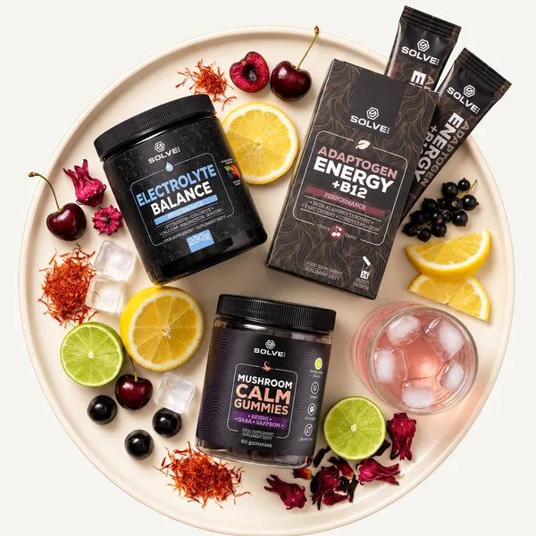 Zestaw Summer Balance – Nawodnienie, energia i spokój | Elektrolity + Adaptogen Energy + Mushroom Calm Gummies